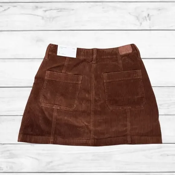 28. NWT American Eagle Super Hi-RIse Brown Corduroy A-Line Button Up Skirt SZ:4 - Picture 2 of 9